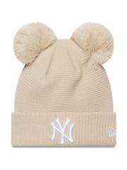 New Era Womens Cream Double Pom Beanie - Image 1 of 2