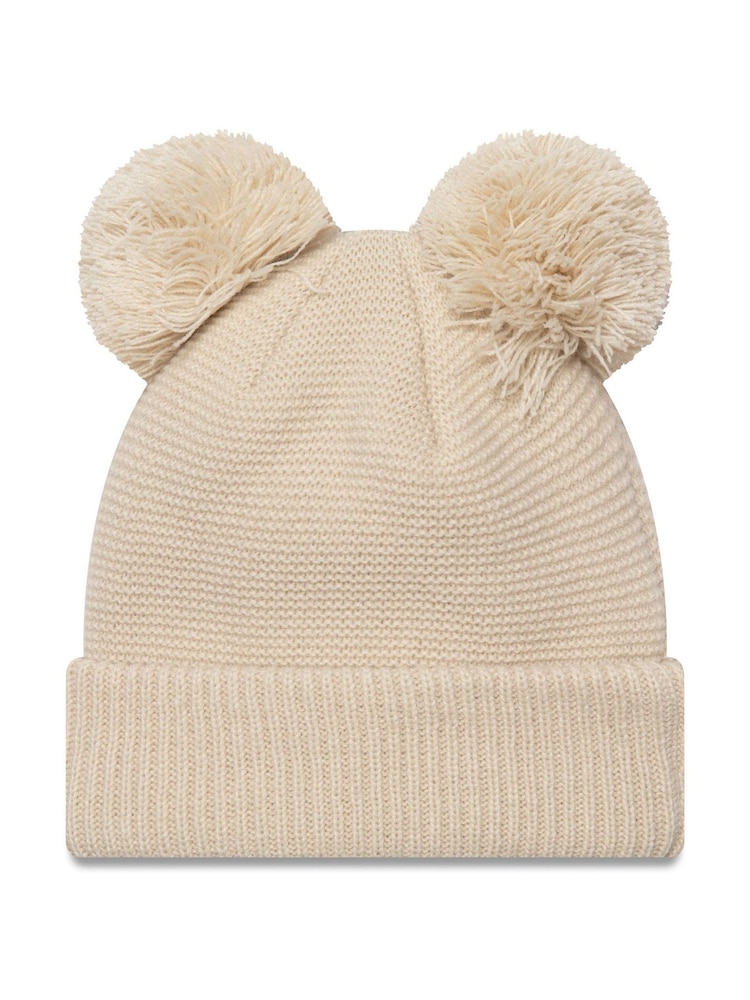 New Era Womens Cream Double Pom Beanie - Image 2 of 2