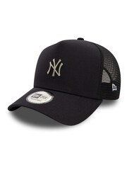 New Era Mens Blue 100% Cotton New York Yankees 9FORTY E-Frame Trucker Cap - Image 1 of 5