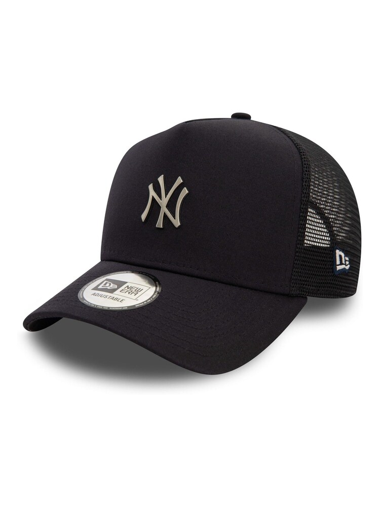 New Era Mens Blue 100% Cotton New York Yankees 9FORTY E-Frame Trucker Cap - Image 1 of 5