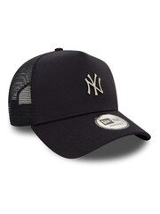 New Era Mens Blue 100% Cotton New York Yankees 9FORTY E-Frame Trucker Cap - Image 3 of 5