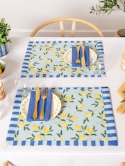 Furn Blue Lemons Table Placemats Set Of 4 - Image 2 of 6