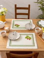 Evans Lichfield Green Strawberry Set Of Table Placemats 46x36cm - Image 2 of 6