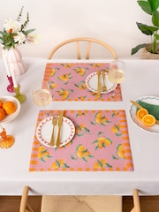 Furn Pink Oranges Table Placemats Set Of 4 - Image 2 of 6