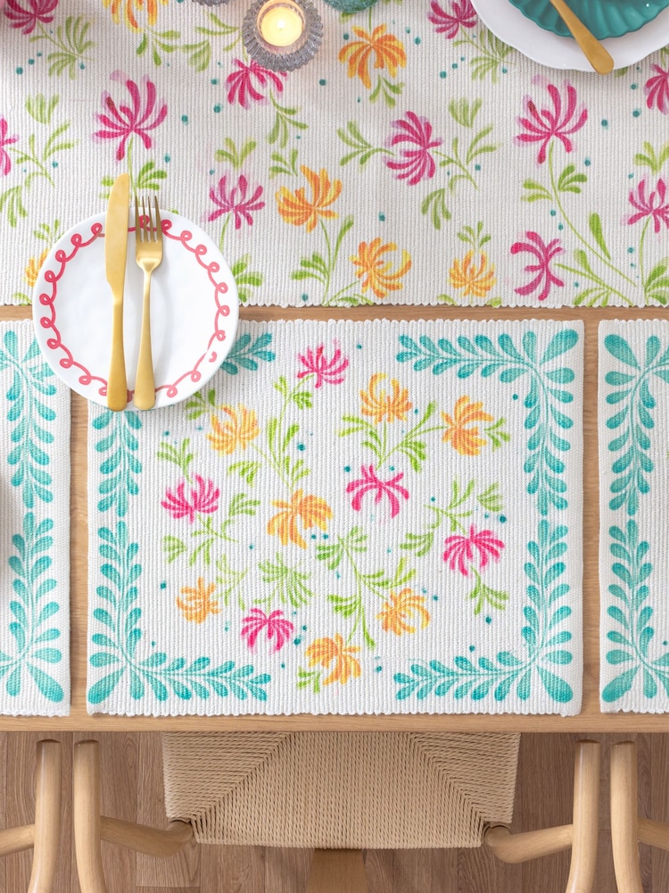 Furn Orange Honeysuckle Table Placemats Set Of 4 - Image 2 of 6