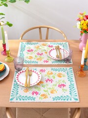 Furn Orange Honeysuckle Table Placemats Set Of 4 - Image 6 of 6