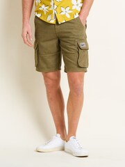 Brakeburn Green 100% Cotton Cargo Shorts - Image 1 of 4