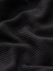 Black Ribbed Bardot Long Sleeve Top - Image 7 of 7