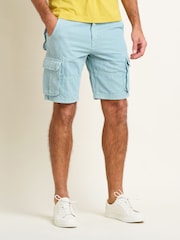 Brakeburn Blue 100% Cotton Cargo Shorts - Image 1 of 4