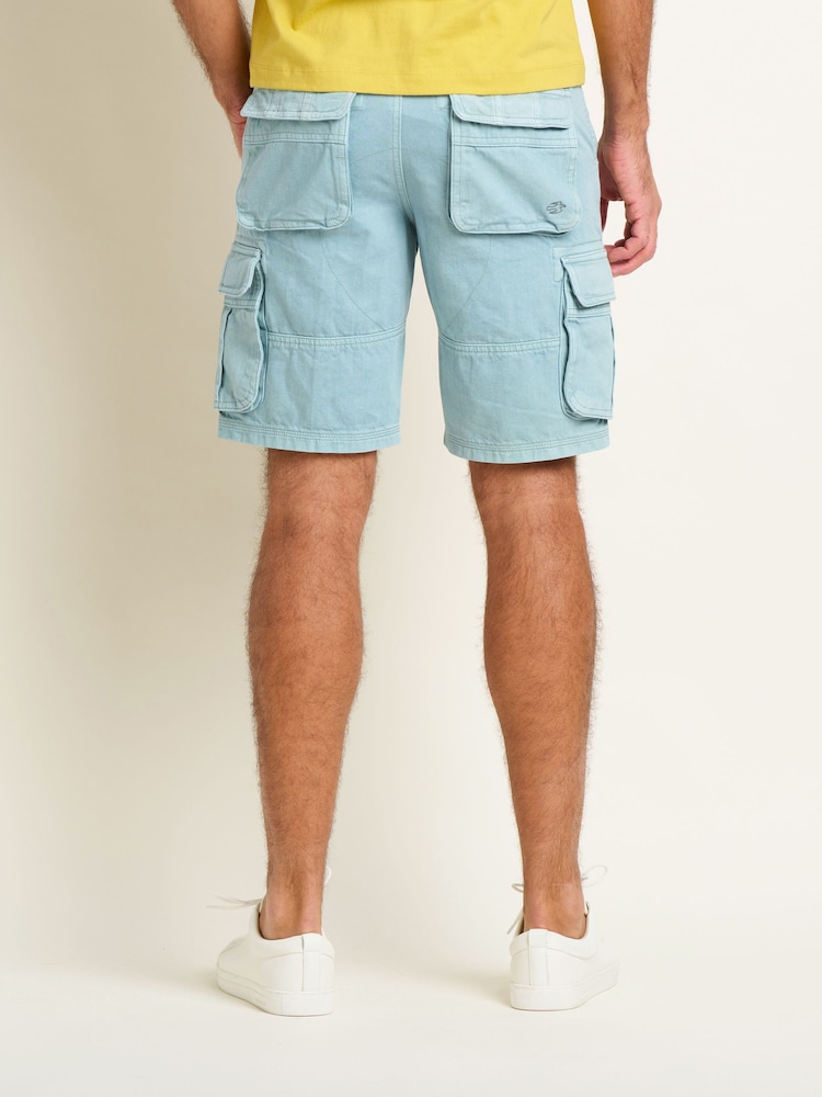 Brakeburn Blue 100% Cotton Cargo Shorts - Image 2 of 4