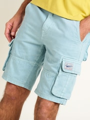 Brakeburn Blue 100% Cotton Cargo Shorts - Image 3 of 4