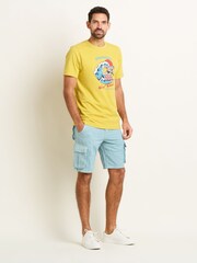 Brakeburn Blue 100% Cotton Cargo Shorts - Image 4 of 4