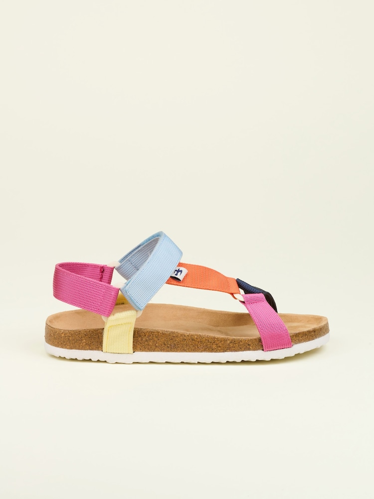 Brakeburn Orange Rainbow Webbing Strap Sandals - Image 1 of 3