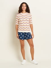 Brakeburn Cream 100% Cotton Rainbow Wave Knitted T-Shirt - Image 4 of 6