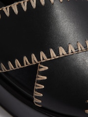 Reiss Black Melissa Leather Raffia Stitch Platform Sandals - Image 5 of 5
