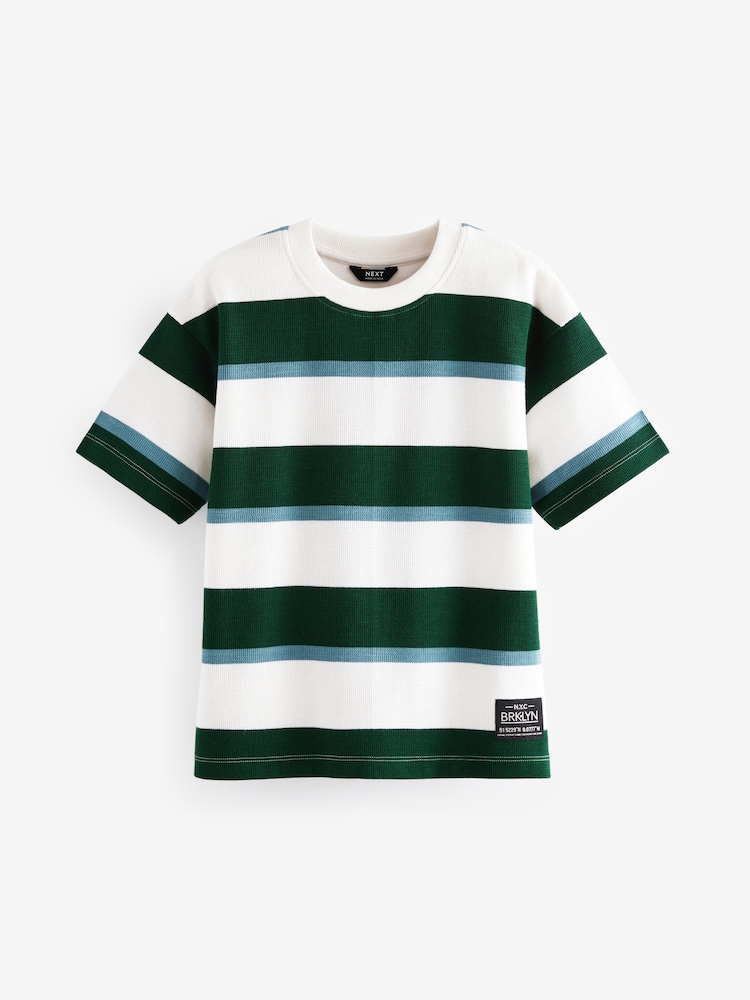 Blue/Green Relaxed Fit Textured Short Sleeve T-Shirts 3 Pack (3-16yrs) - Image 2 of 7