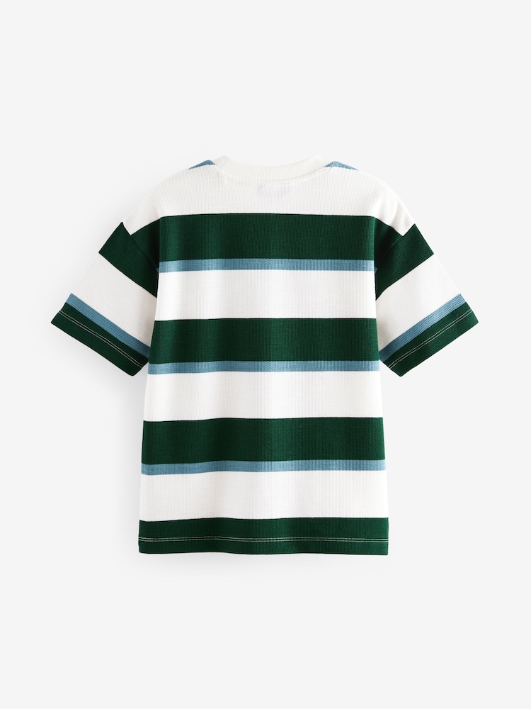 Blue/Green Relaxed Fit Textured Short Sleeve T-Shirts 3 Pack (3-16yrs) - Image 3 of 7