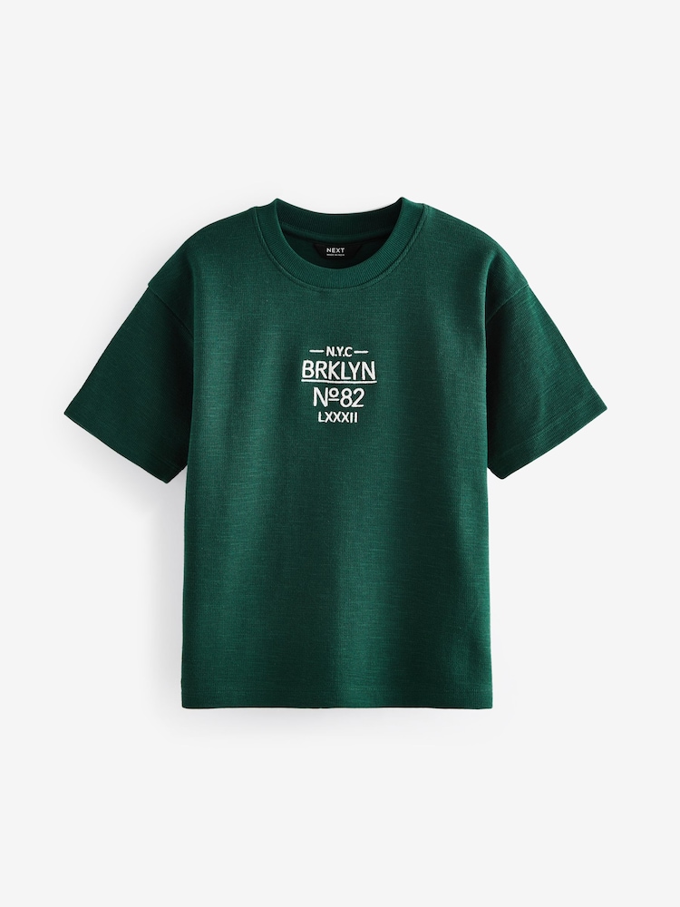Blue/Green Relaxed Fit Textured Short Sleeve T-Shirts 3 Pack (3-16yrs) - Image 4 of 7