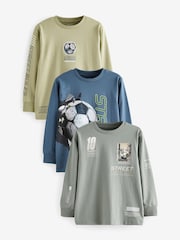 Fútbol en verde/azul - Graphic Long Sleeve T-Shirts 3 Pack (3-16yrs) - Imagen 1 de 8