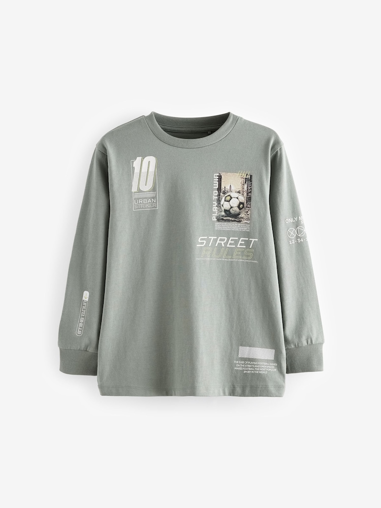 Fútbol en verde/azul - Graphic Long Sleeve T-Shirts 3 Pack (3-16yrs) - Imagen 2 de 8