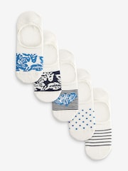 White/Blue Floral Low Cut Invisible Socks 5 Pack - Image 1 of 6