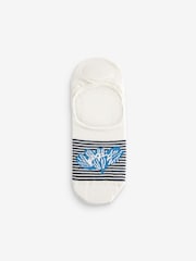 White/Blue Floral Low Cut Invisible Socks 5 Pack - Image 6 of 6