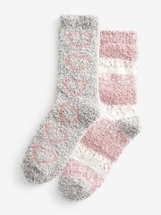Pink/Grey Cosy Socks 2 Pack - Image 3 of 5