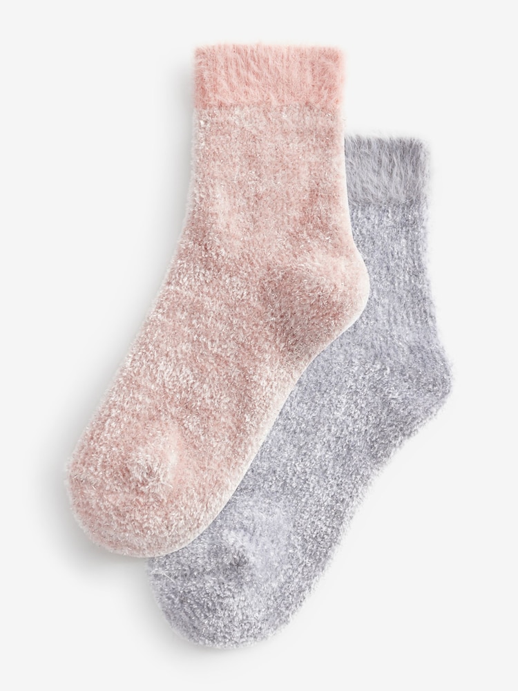 Glitzer, Pink/Grau - Kuschelige Samtsocken, 2er-Pack - Bild 1 von 5 Glitzer, Pink/Grau - Kuschelige Samtsocken, 2er-Pack - Bild 1 von 5