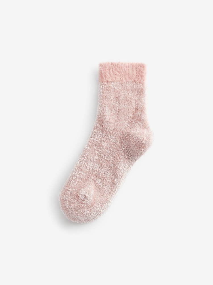 Roze/grijs met glans - 2 paar knusse fluwelen sokken - Image 4 of 5