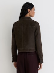 Reiss Ebony Brown Callie Suede Trucker Jacket - Image 6 of 7