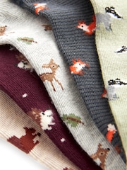 Autumn Animals Trainer Socks 5 Pack - Image 7 of 8
