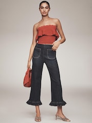 Anthropologie Maeve The Colette Denim Ruffled Cropped Wide-Leg Jeans - Image 1 of 2