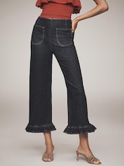 Anthropologie Maeve The Colette Denim Ruffled Cropped Wide-Leg Jeans - Image 2 of 2