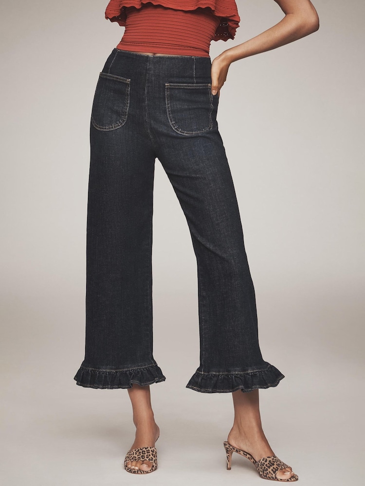 Anthropologie Maeve The Colette Denim Ruffled Cropped Wide-Leg Jeans - Image 2 of 2