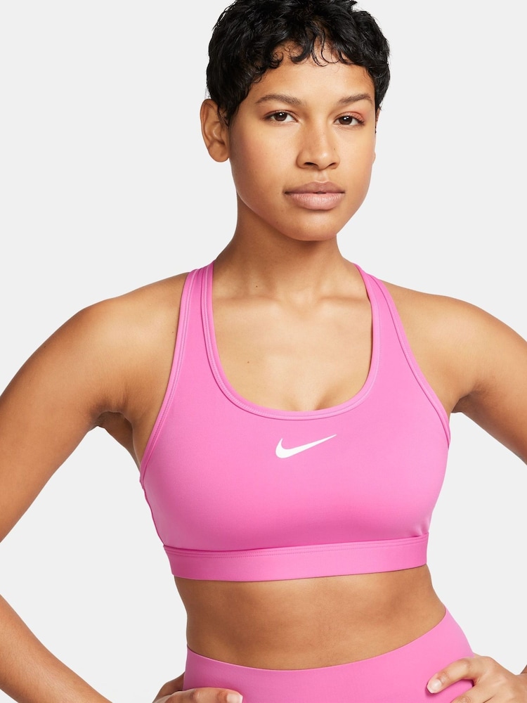 Nike Bright Pink DriFIT Swoosh Medium Support Padded Bra - Image 1 of 7