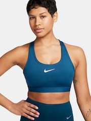 Nike Dark Blue Medium Swoosh Support Padded Sports Bra - Image 1 of 7