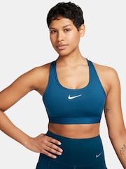 Nike Dark Blue Medium Swoosh Support Padded Sports Bra - Image 5 of 11