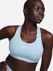Nike Light Blue Swoosh Medium Support Padded Sports Bra - Image 1 of 8