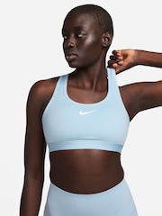 Nike Light Blue Swoosh Medium Support Padded Sports Bra - Image 5 of 8