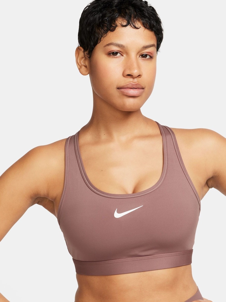 Nike Brown Medium Dri-FIT Swoosh Support Padded Bra - Image 1 of 6 Nike Brown Medium Dri-FIT Swoosh Support Padded Bra - Image 1 of 6