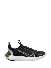 Nike Black/Gold Free Run Flyknit Next Nature Road Running Trainers - Image 1 of 4