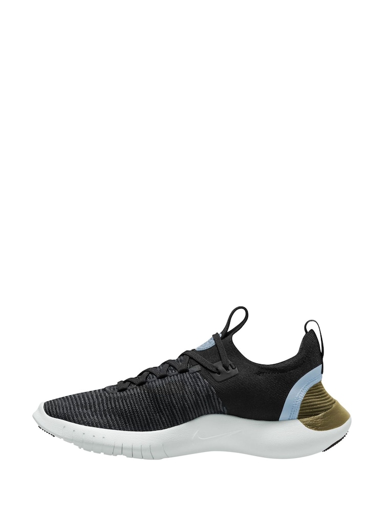 Nike Black/Gold Free Run Flyknit Next Nature Road Running Trainers - Image 2 of 4