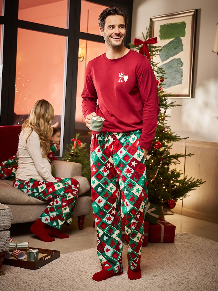 Seraphine Green & Red Print Celestial Family Matching Christmas Pyjamas Set - Image 1 of 6