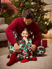 Seraphine Green & Red Print Celestial Family Matching Christmas Pyjamas Set - Image 6 of 6