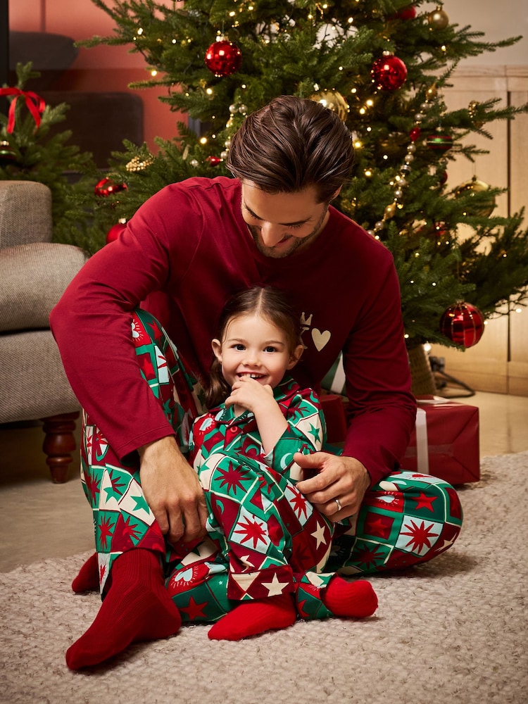 Seraphine Green & Red Print Celestial Family Matching Christmas Pyjamas Set - Image 6 of 6