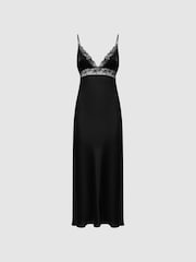 Reiss Black Maison Essentiele Silk Lace Midi Dress - Image 2 of 4