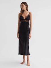 Reiss Black Maison Essentiele Silk Lace Midi Dress - Image 3 of 4