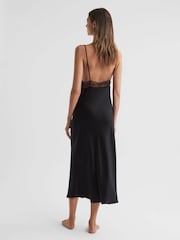 Reiss Black Maison Essentiele Silk Lace Midi Dress - Image 4 of 4