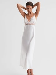 Reiss Optic White Maison Essentiele Silk Lace Midi Dress - Image 3 of 4