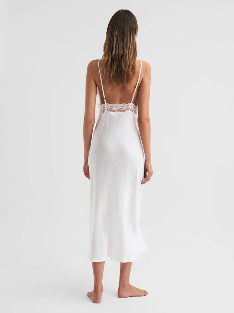 Reiss Optic White Maison Essentiele Silk Lace Midi Dress - Image 4 of 4